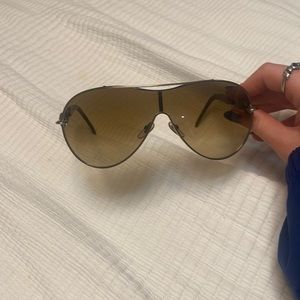 Gucci Sunglasses Rose Gold Metal Gradient Tint Aviator Shield Sunglasses 4203/S